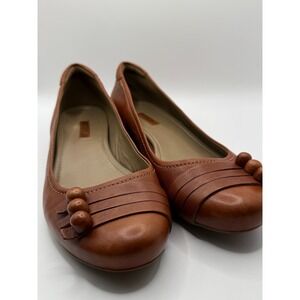 ECCO Women's Brown Leather Ballet Flats Slip-On Shoes Size EU 41 US 10